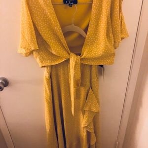 Lulu’s - Yellow Polka Dot Two-Piece Tie Dress